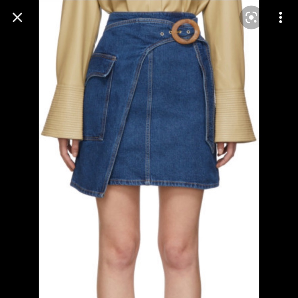 NANUSHKA Yeva Denim Wrap Effect Pocket Blue Skirt